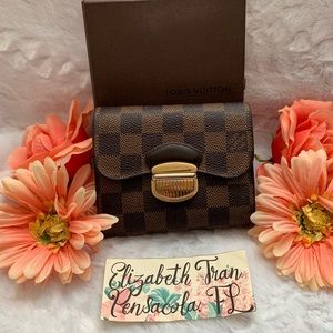 AUTH. Louis Vuitton Damier Ebene Joey Wallet